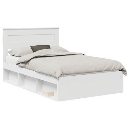 Bed Frame with Headboard White 120 x 190 cm Solid Pine Wood