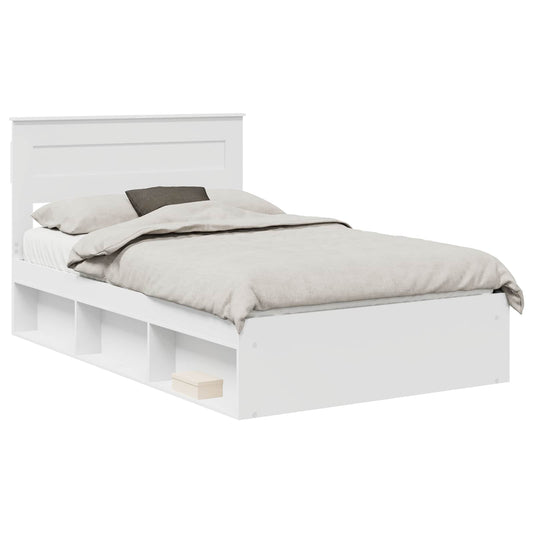 Bed Frame with Headboard White 120 x 190 cm Solid Pine Wood