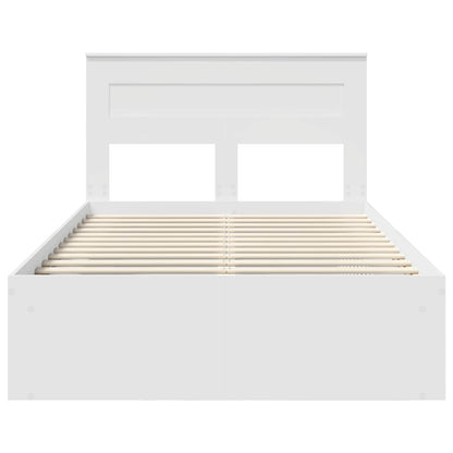 Bed Frame with Headboard White 120 x 190 cm Solid Pine Wood