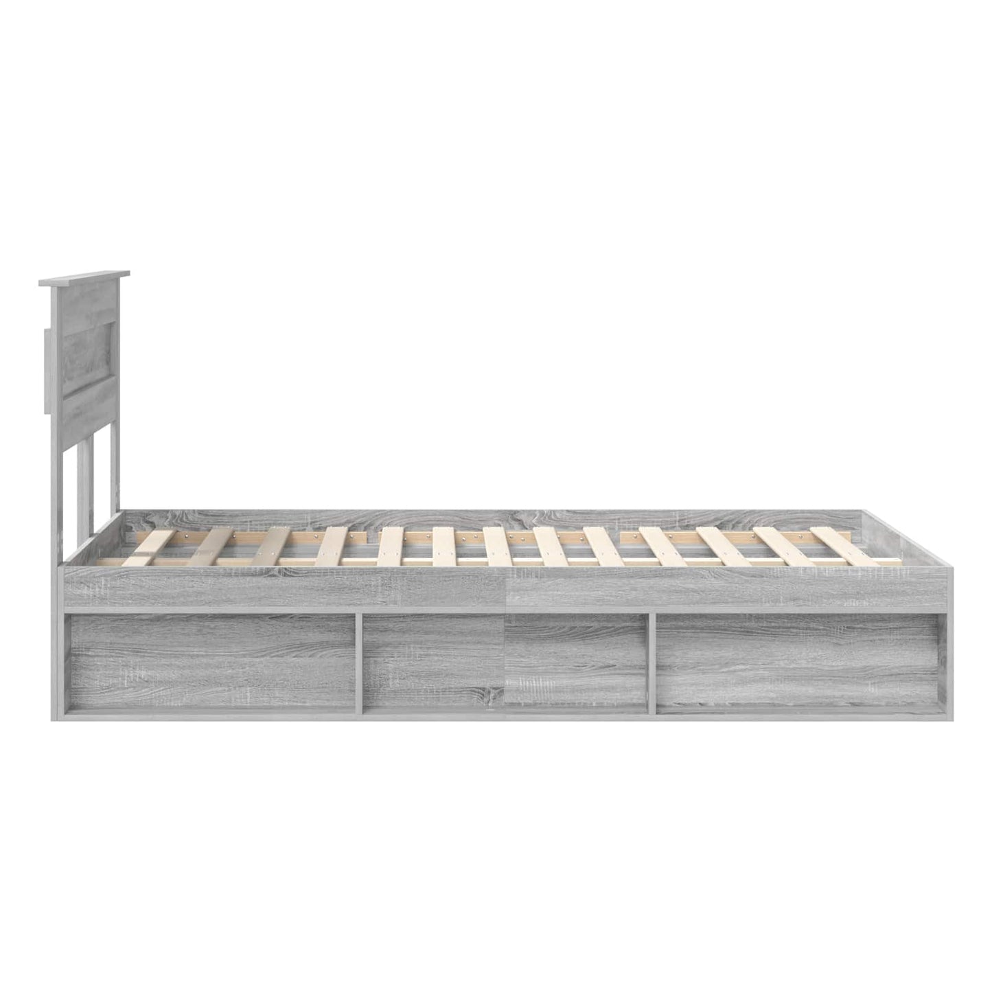 Bed Frame with Storage Grey Sonoma 120 x 190 cm Solid Pine Wood