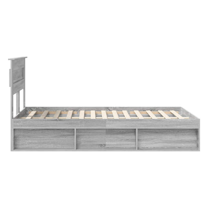 Bed Frame with Storage Grey Sonoma 120 x 190 cm Solid Pine Wood