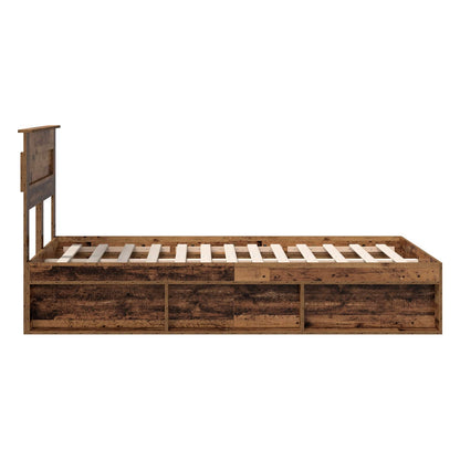 Bed Frame with Headboard Old Wood 120 x 190 cm Solid Pine Wood