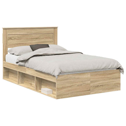 Bed Frame with Headboard Sonoma 120 x 200 cm Solid Pine Wood