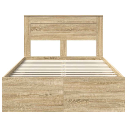 Bed Frame with Headboard Sonoma 120 x 200 cm Solid Pine Wood