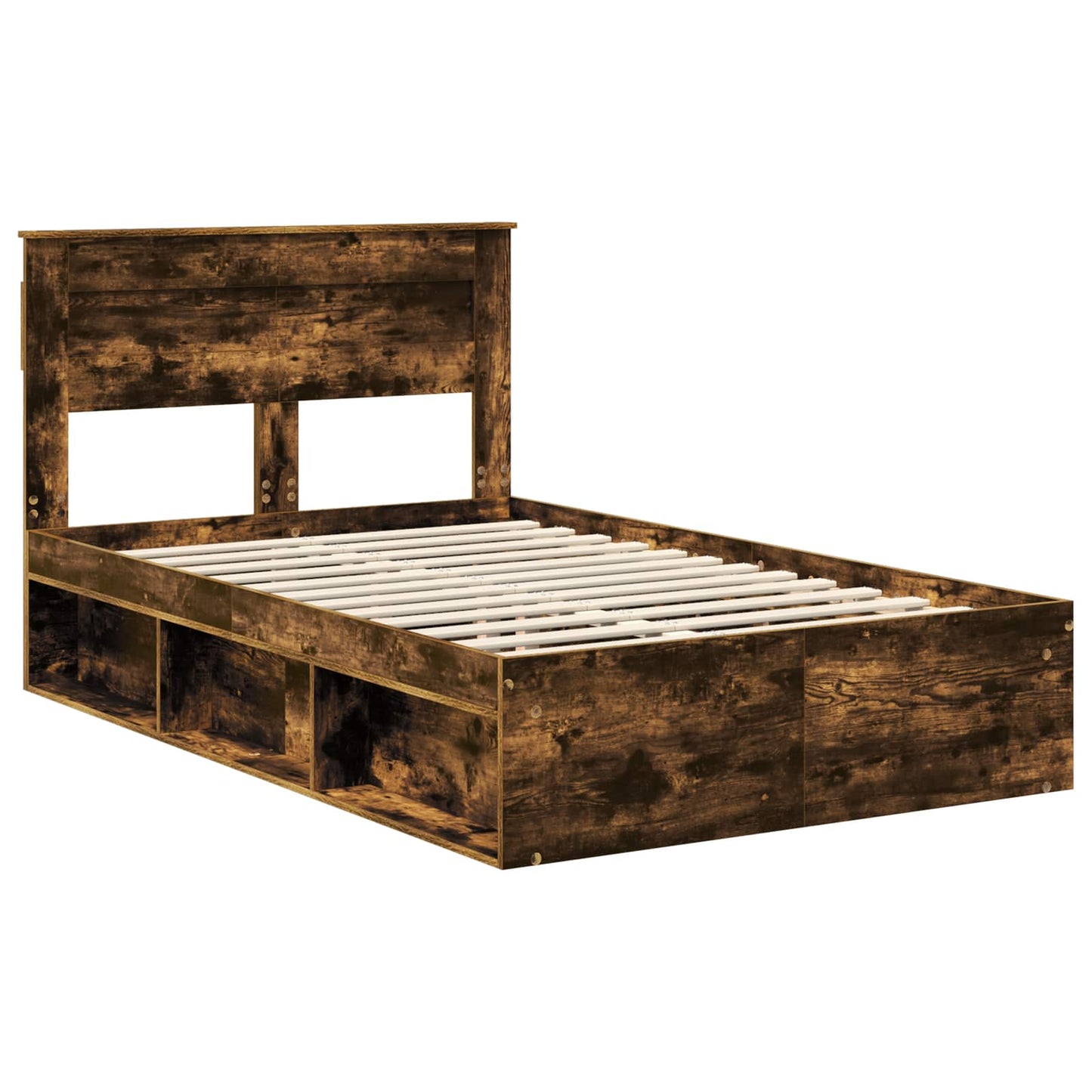 Bed Frame Smoked Oak 120 x 200 cm Solid Pine Wood