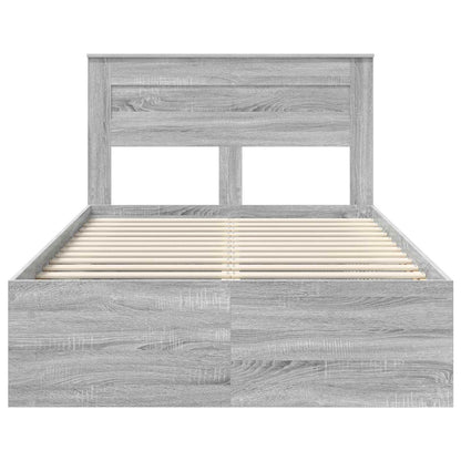 Bed Frame Grey Sonoma 120 x 200 cm Solid Pine Wood