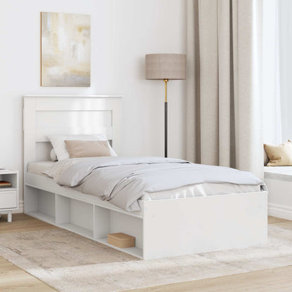 Bed Frame with Headboard White 100 x 200 cm Solid Pine Wood