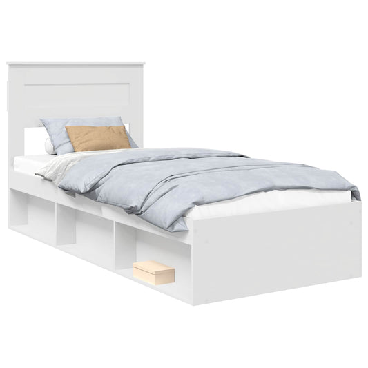 Bed Frame with Headboard White 100 x 200 cm Solid Pine Wood