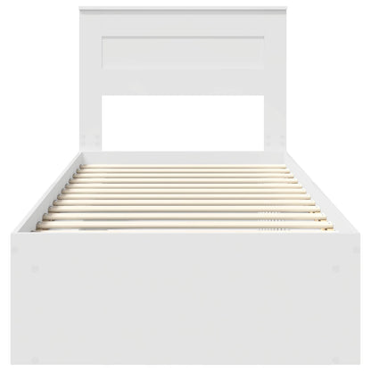 Bed Frame with Headboard White 100 x 200 cm Solid Pine Wood
