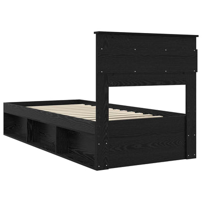 Bed Frame with Headboard Black 100 x 200 cm Solid Pine Wood