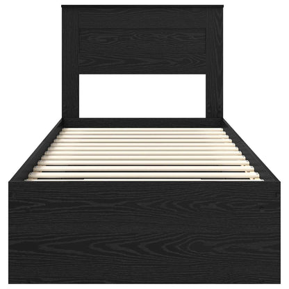 Bed Frame with Headboard Black 100 x 200 cm Solid Pine Wood