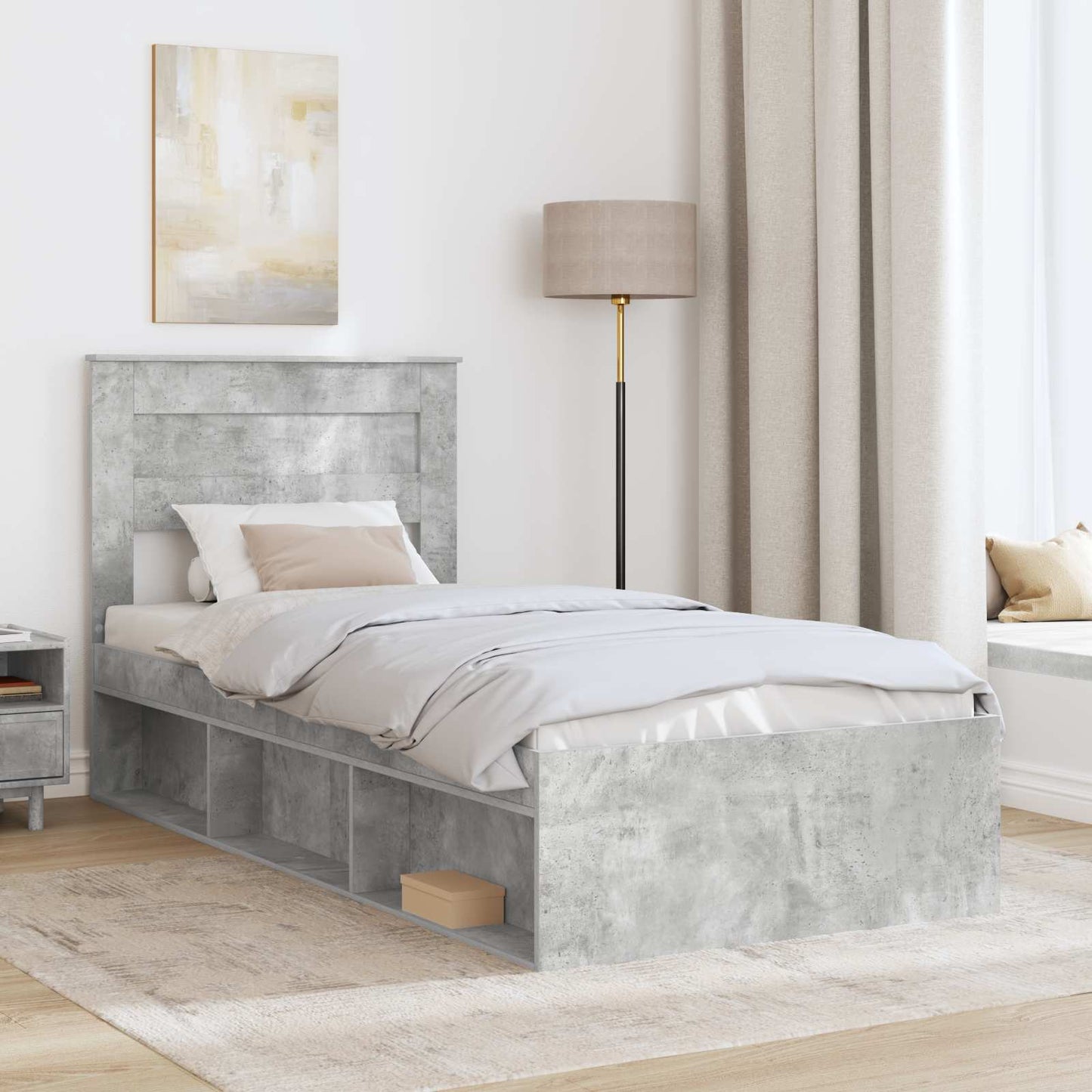 Bed Frame Concerte Grey 100 x 200 cm Solid Pine Wood