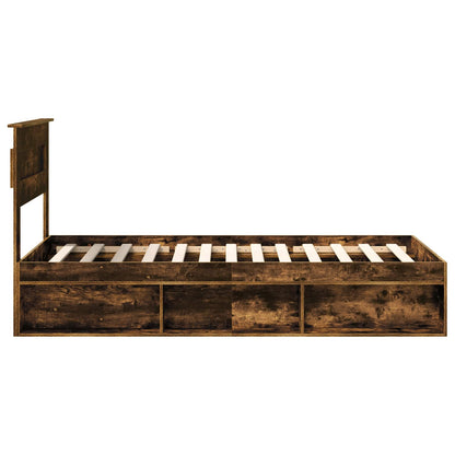 Bed Frame with Storage Smoked Oak 100 x 200 cm Solid Pine Wood