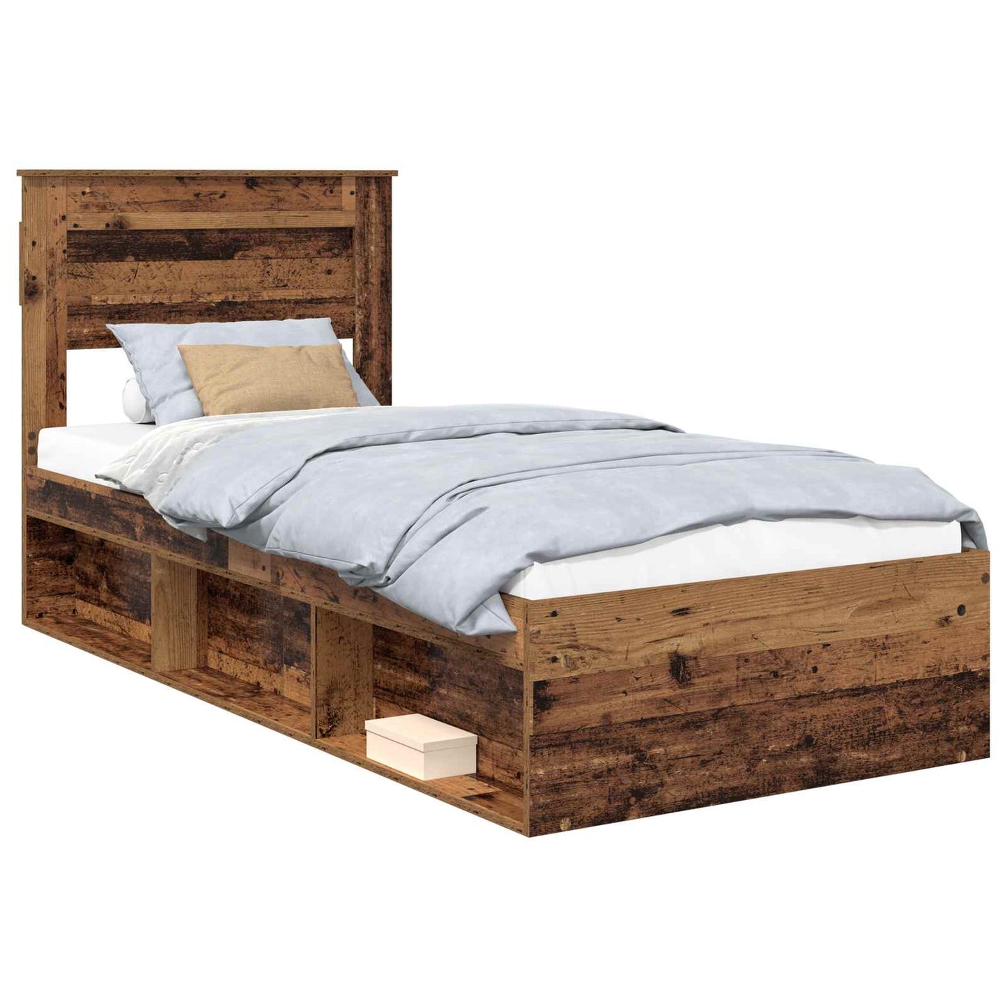 Bed Frame with Headboard Old Wood 100 x 200 cm Solid Pine Wood