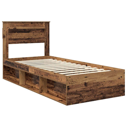 Bed Frame with Headboard Old Wood 100 x 200 cm Solid Pine Wood