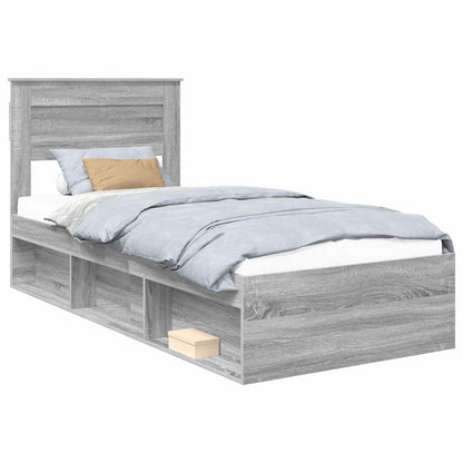 Bed Frame with Storage Grey Sonoma 90 x 200 cm Solid Pine Wood