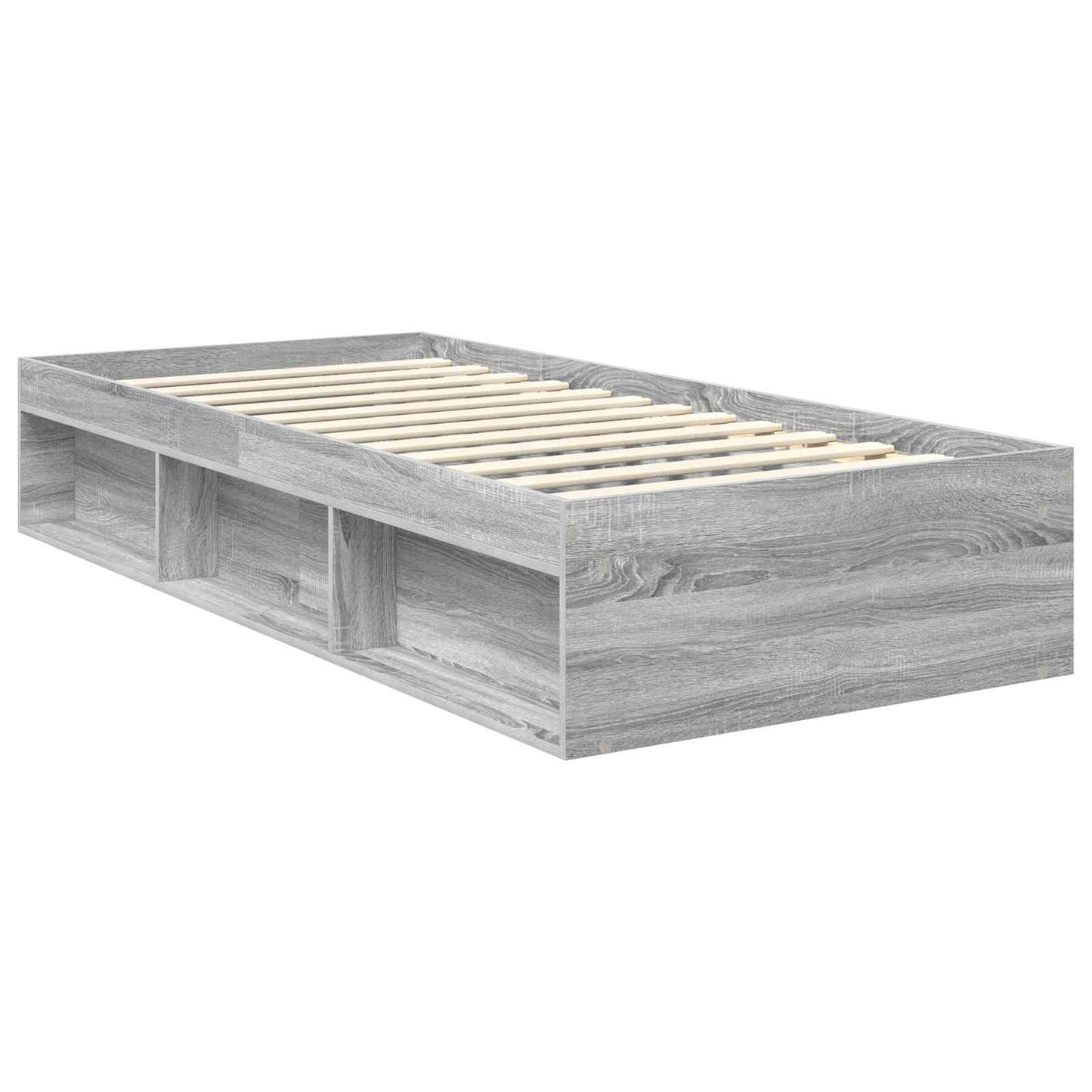 Bed Frame with Storage Grey Sonoma 90 x 200 cm Solid Pine Wood