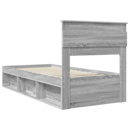 Bed Frame with Storage Grey Sonoma 90 x 200 cm Solid Pine Wood