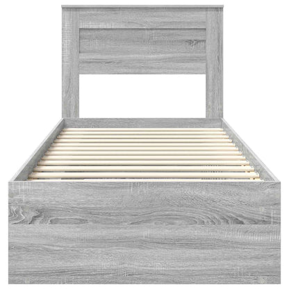Bed Frame with Storage Grey Sonoma 90 x 200 cm Solid Pine Wood