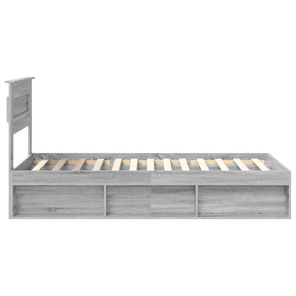 Bed Frame with Storage Grey Sonoma 90 x 200 cm Solid Pine Wood