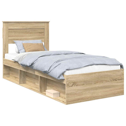 Bed Frame with Headboard Sonoma Oak 75 x 190 cm Solid Pine Wood