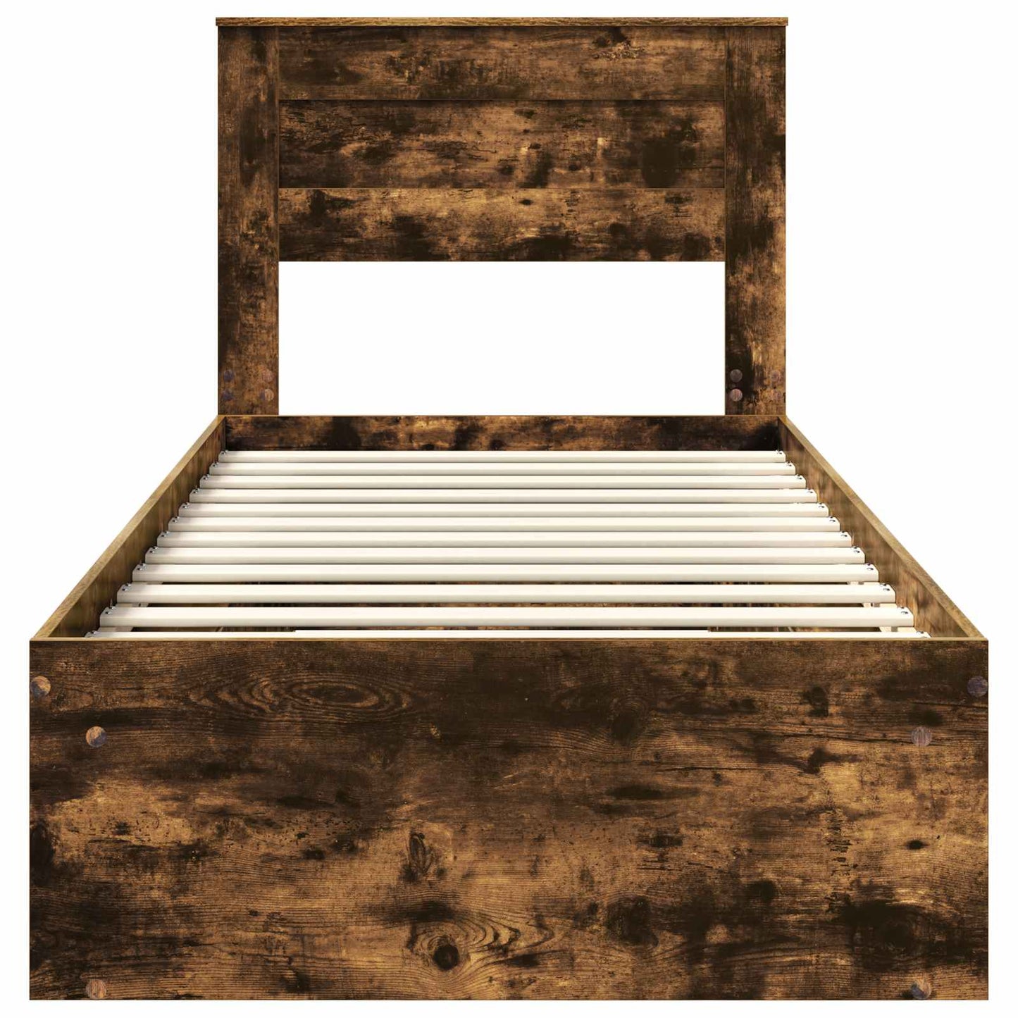 Bed Frame with Headboard Smoked Oak 75 x 190 cm Solid Pine Wood
