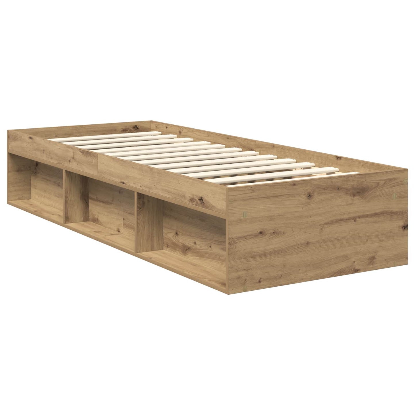 Bed Frame with Storage Artisian Oak 75 x 190 cm Solid Pine Wood