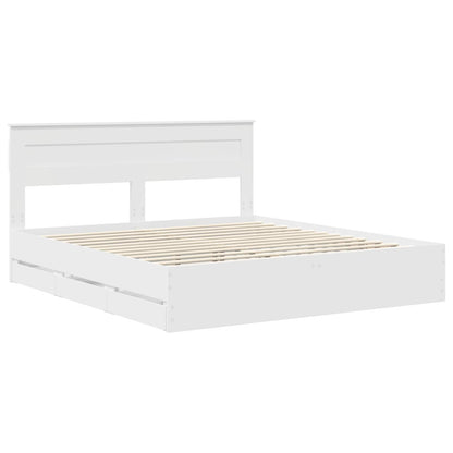 Bed Frame with Drawer White 200 x 200 cm Engineer Wood
