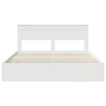 Bed Frame with Drawer White 200 x 200 cm Engineer Wood