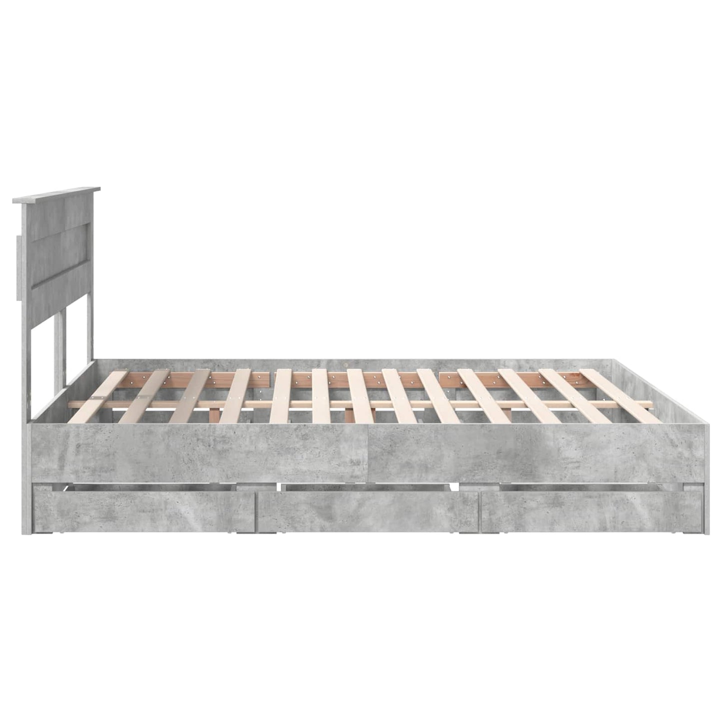 Bed Frame with Drawer Concrete Grey 200 x 200 cm Engineer Wood