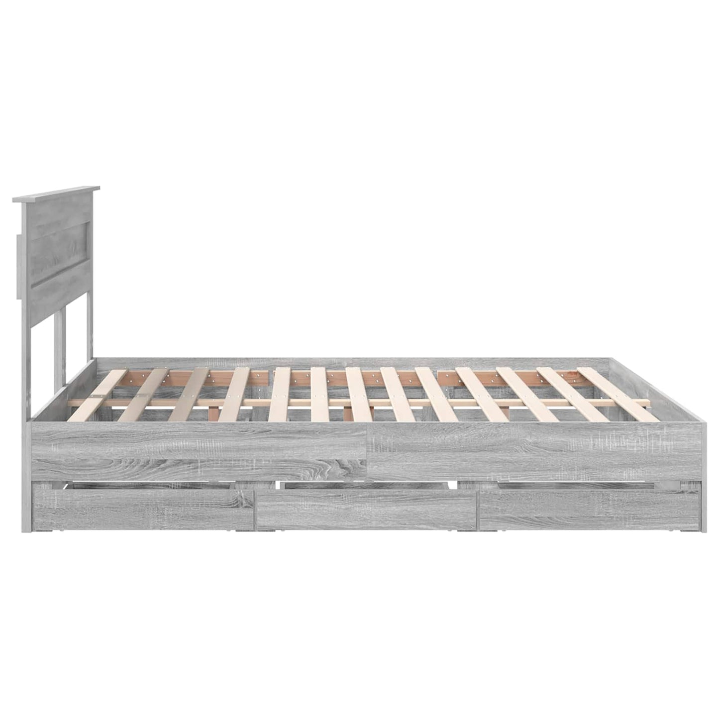 Bed Frame with Drawer Grey Sonoma 200 x 200 cm Engineer Wood
