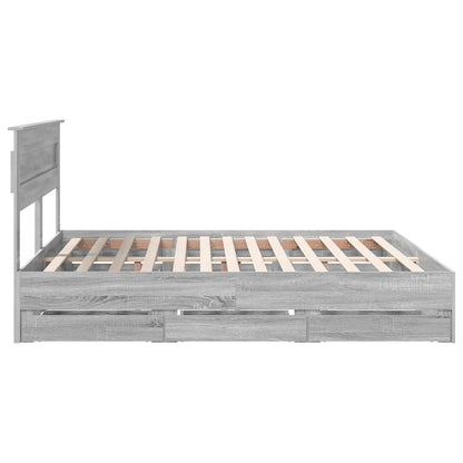 Bed Frame with Drawer Grey Sonoma 200 x 200 cm Engineer Wood