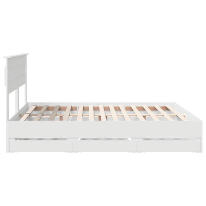Bed Frame with Drawer White 180 x 200 cm Engineer Wood
