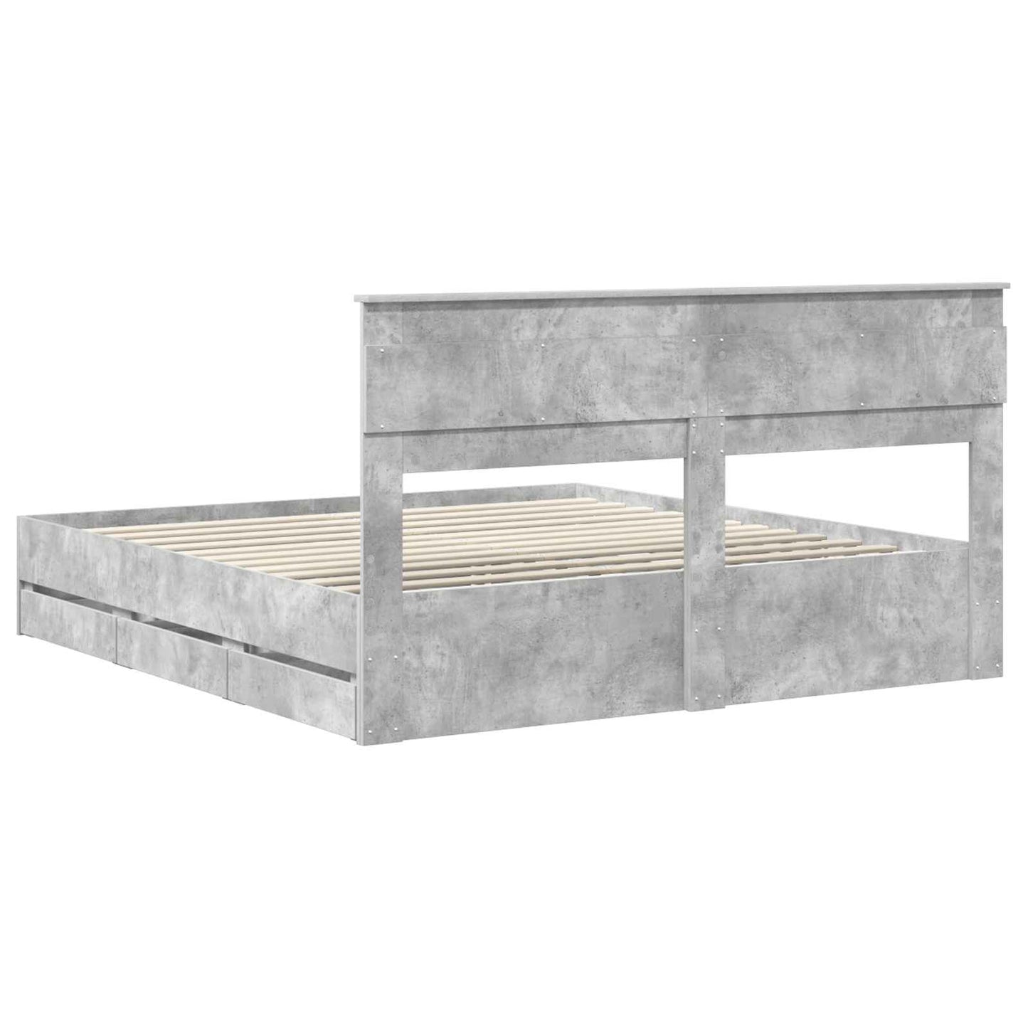 Bed Frame with Drawer Concrete Grey 180 x 200 cm Engineer Wood