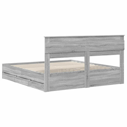 Bed Frame with Drawer Grey Sonoma 180 x 200 cm Engineer Wood
