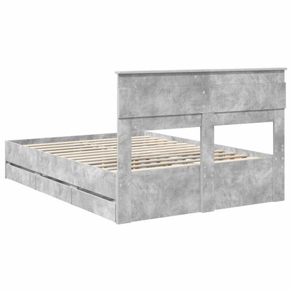 Bed Frame with Drawer Concrete Grey 160 x 200 cm Engineer Wood