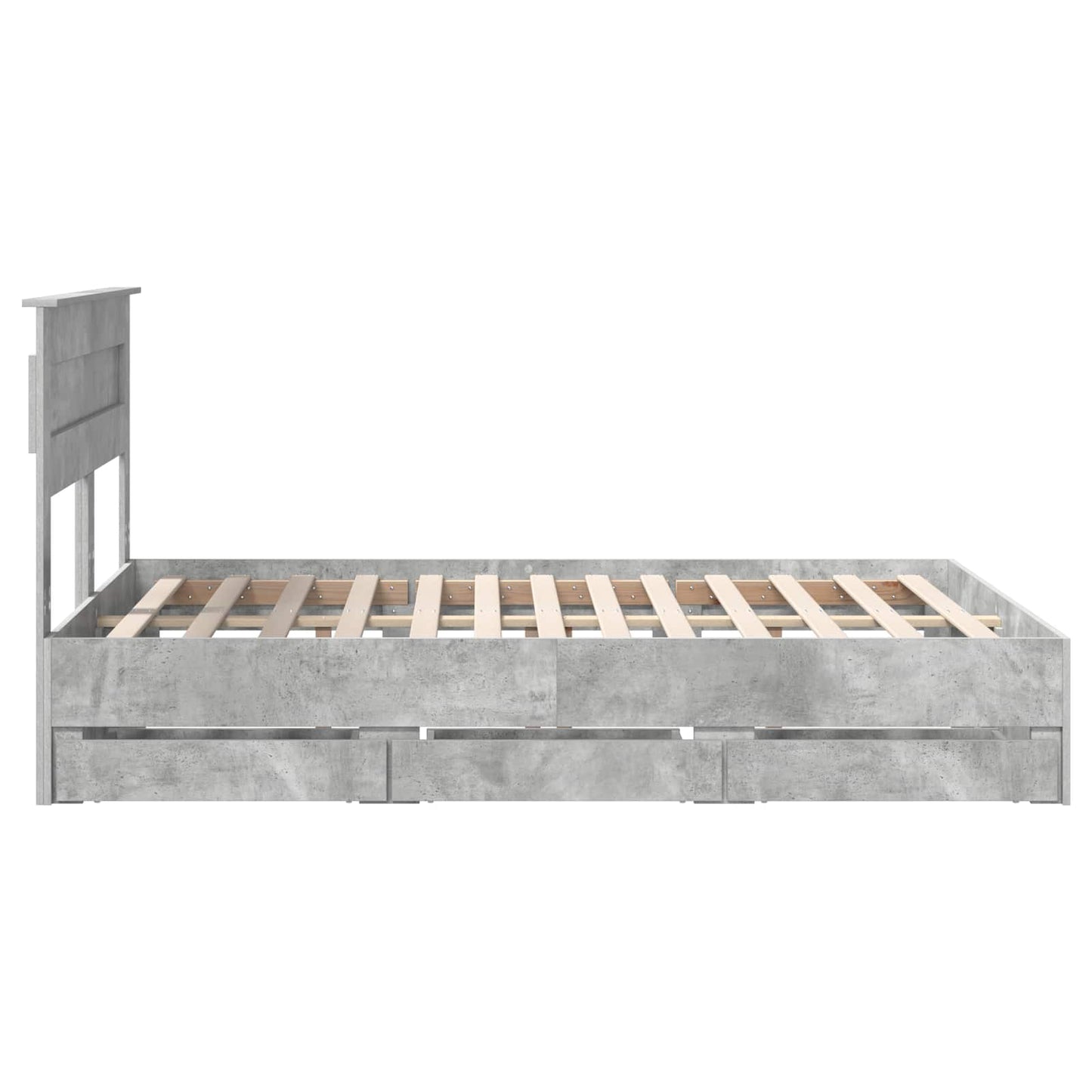 Bed Frame with Drawer Concrete Grey 160 x 200 cm Engineer Wood