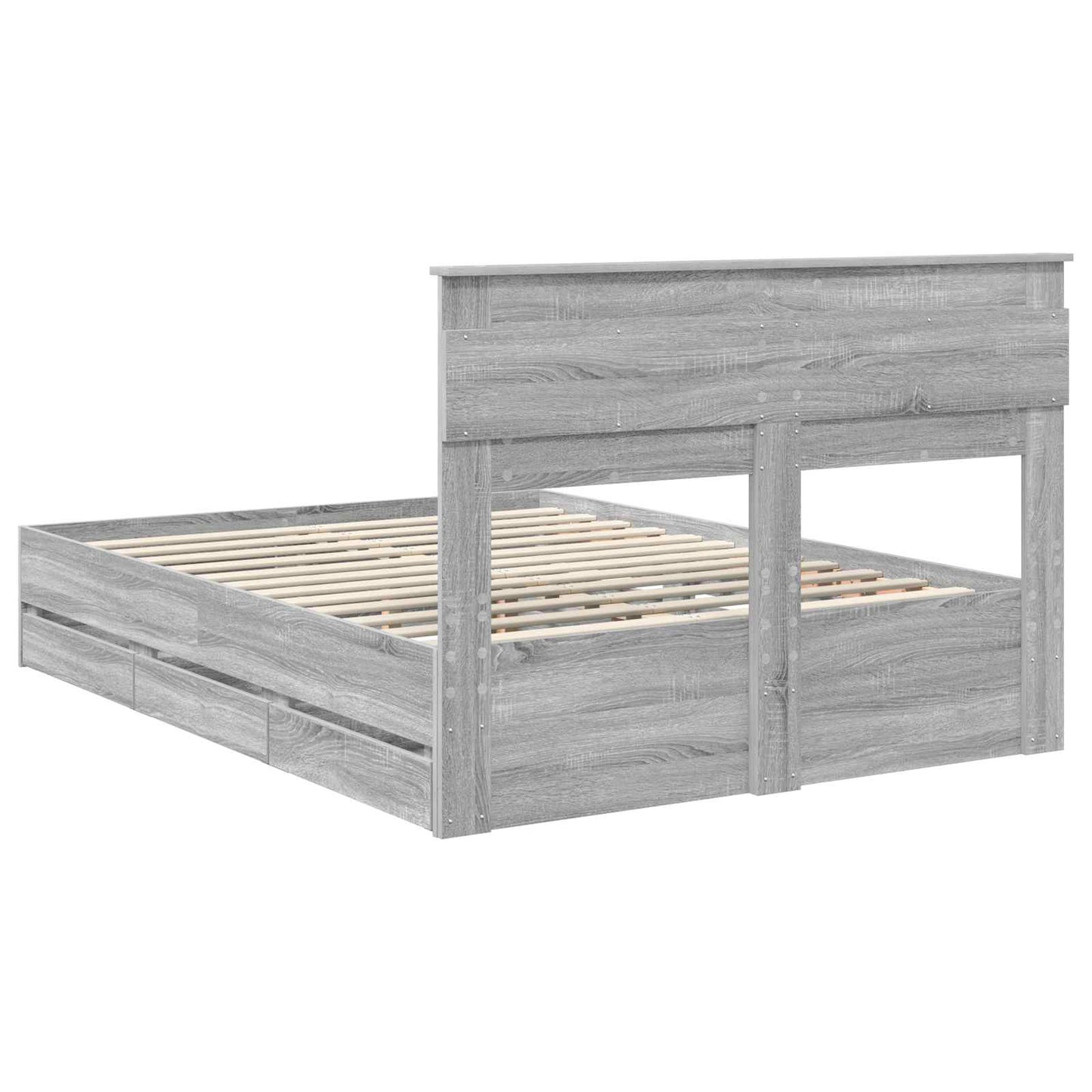 Bed Frame with Drawer Grey Sonoma 160 x 200 cm Engineer Wood