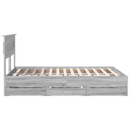 Bed Frame with Drawer Grey Sonoma 160 x 200 cm Engineer Wood