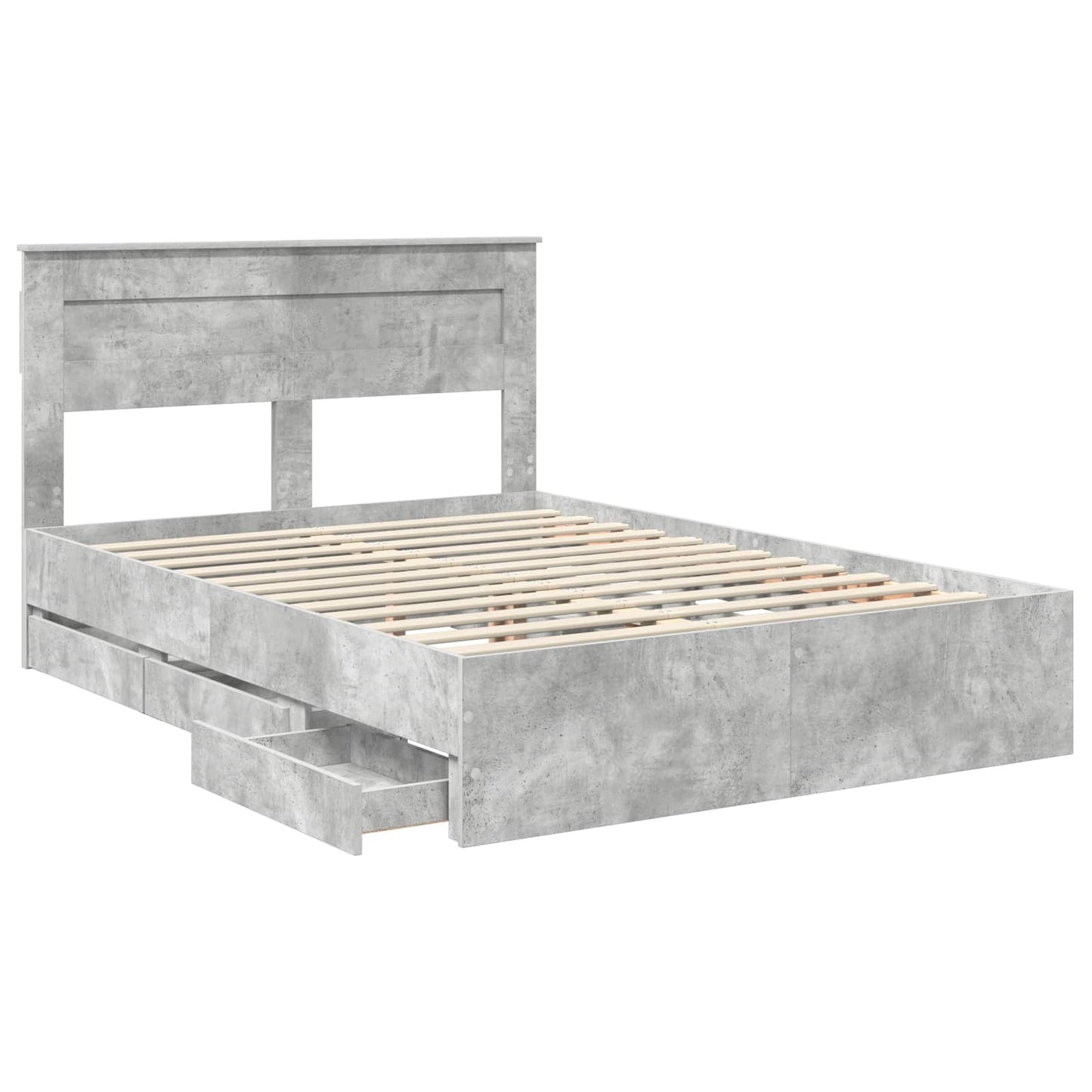 Bed Frame with Drawer Concrete Grey 150 x 200 cm Engineer Wood