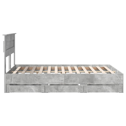 Bed Frame with Drawer Concrete Grey 150 x 200 cm Engineer Wood