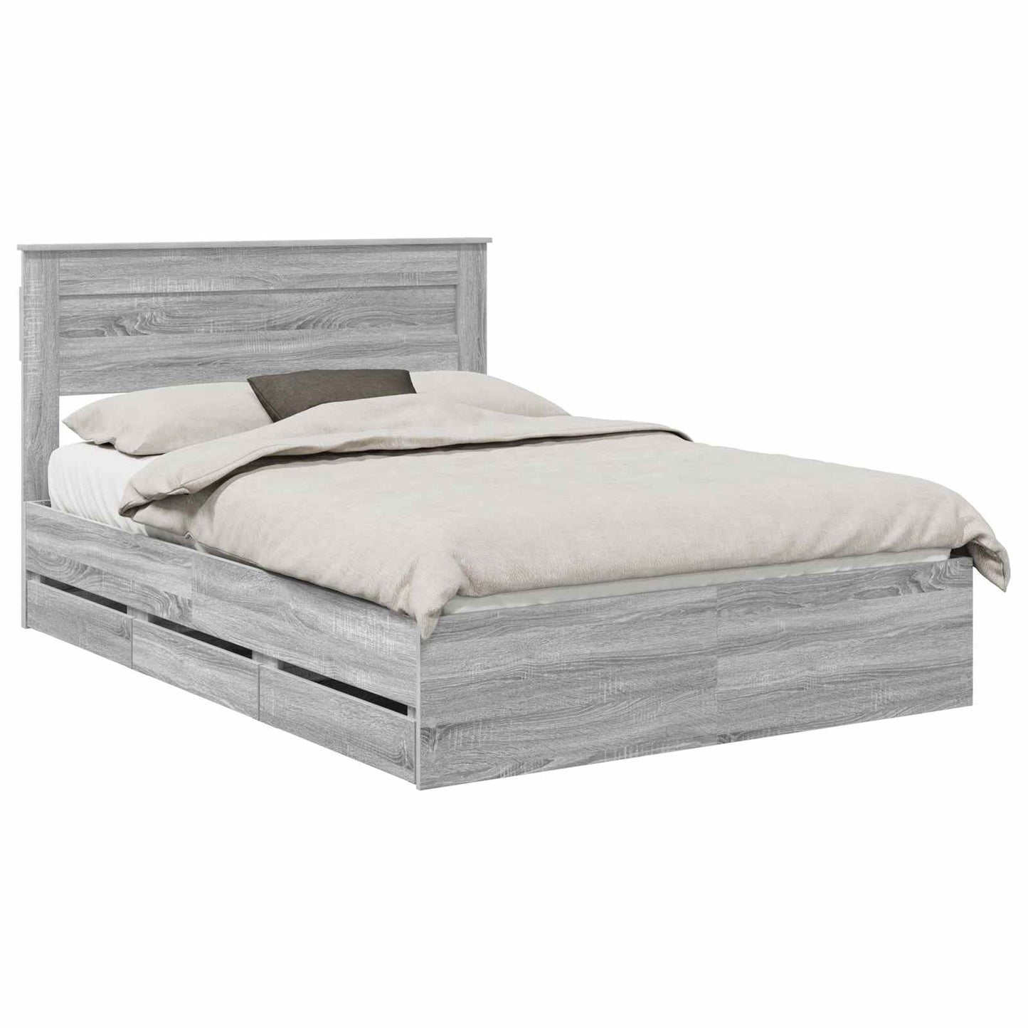 Bed Frame with Drawer Grey Sonoma 150 x 200 cm Engineer Wood