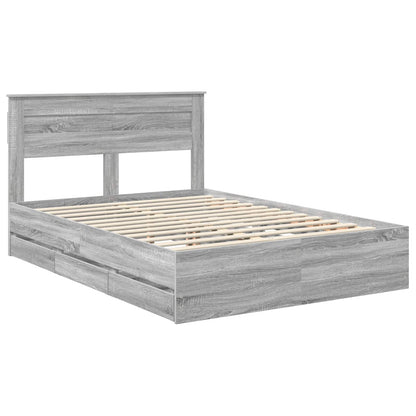 Bed Frame with Drawer Grey Sonoma 150 x 200 cm Engineer Wood