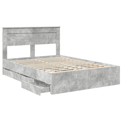 Bed Frame with Drawer Concrete Grey 140 x 190 cm Engineer Wood
