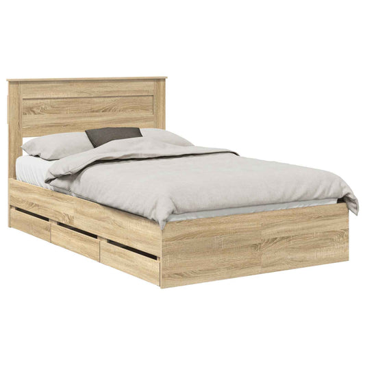 Bed Frame with Drawer Sonoma Oak 120 x 190 cm Engineer Wood