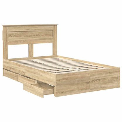 Bed Frame with Drawer Sonoma Oak 120 x 190 cm Engineer Wood