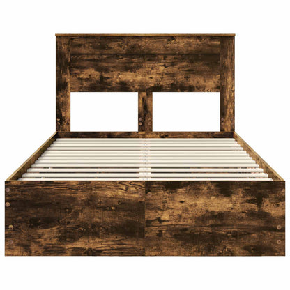 Bed Frame with Drawer Smoked Oak 120 x 190 cm Engineer Wood