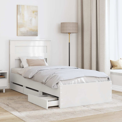 Bed Frame with Drawer White 100 x 200 cm Engineer Wood