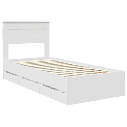 Bed Frame with Drawer White 100 x 200 cm Engineer Wood