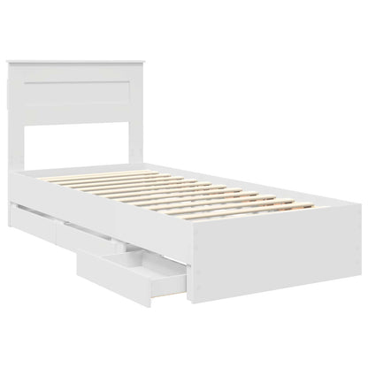 Bed Frame with Drawer White 100 x 200 cm Engineer Wood